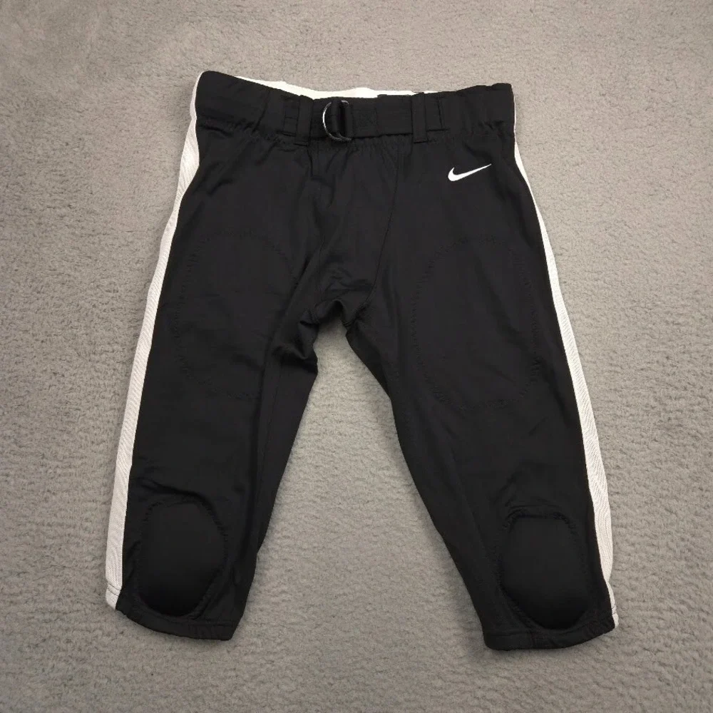 Nike Football Pants Mens XL Black White Padded Game Day Belted Athletic